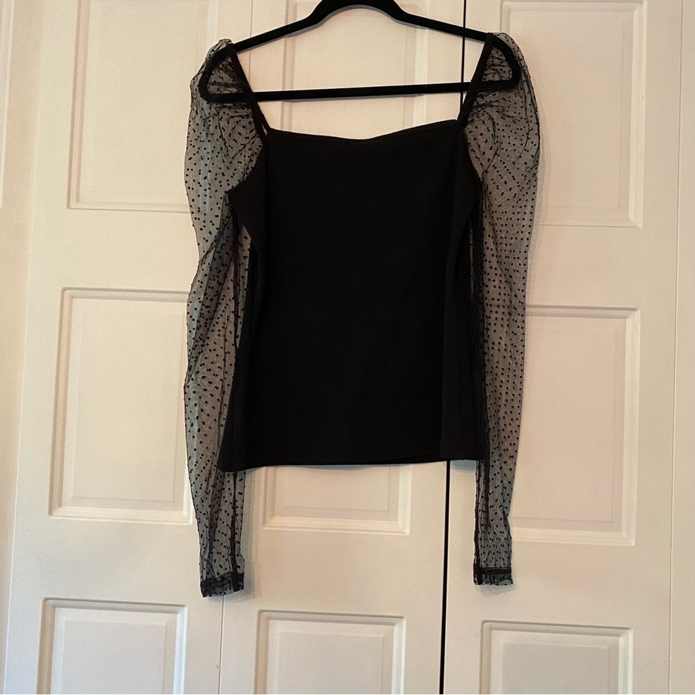 Ichi blouse mesh dot puff sleeve - Picture 4 of 10